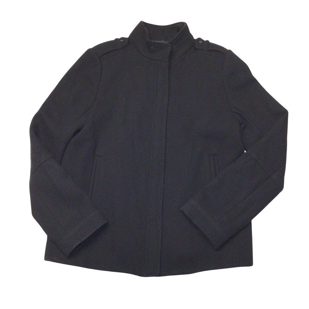 Vince Wool Blend Jacket Womens 8 Black Military Stand Collar Zip Up Coat